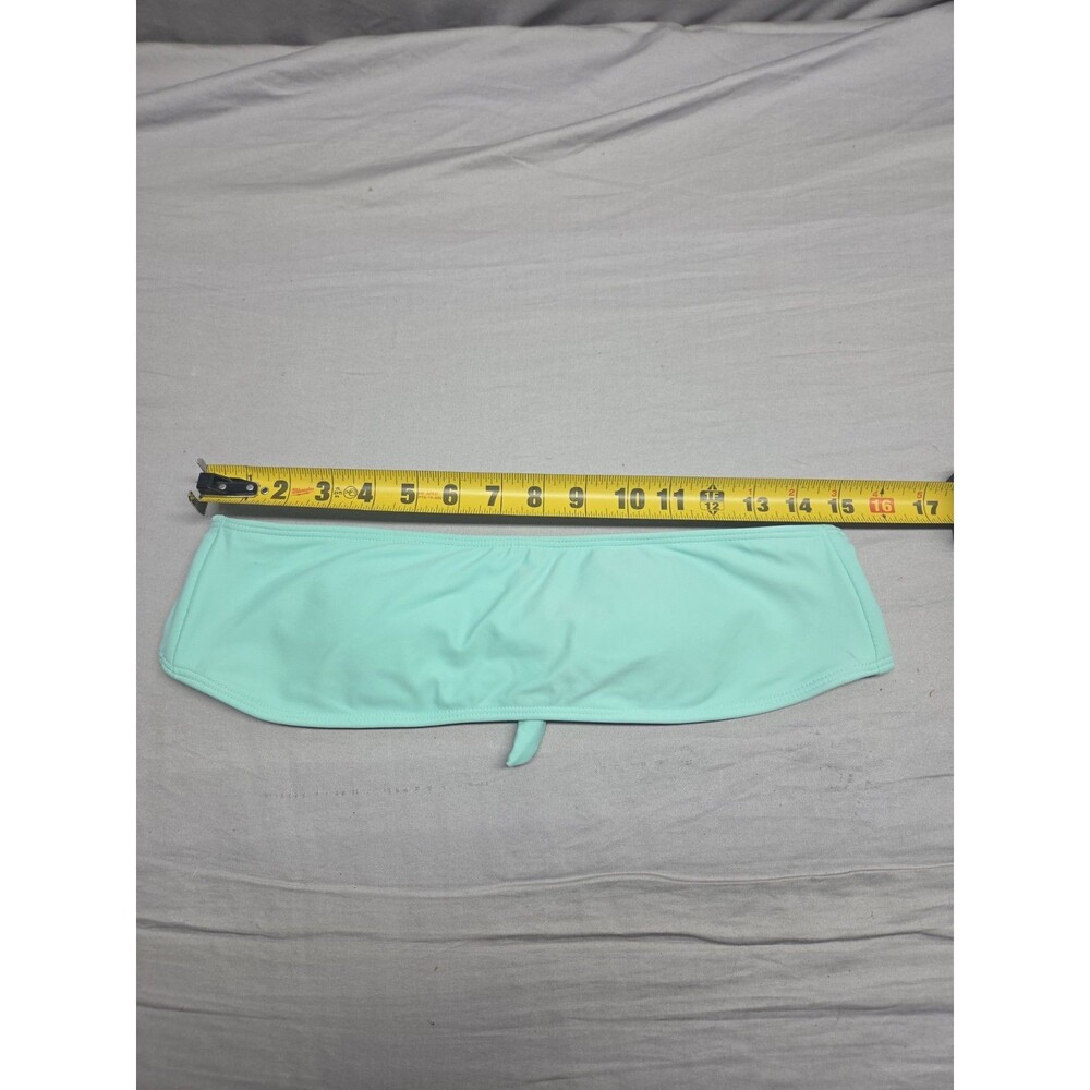 Women’s Solid Green Bandeau Strapless Bikini 2-Piece Tie Lined Stretch M - Picture 5 of 6
